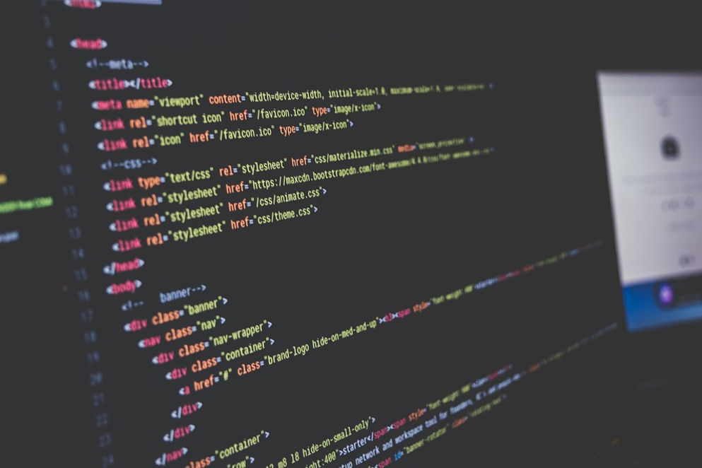 Computer screen showing web development codes
