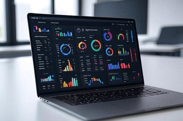 modern dashboard UI on a laptop screen