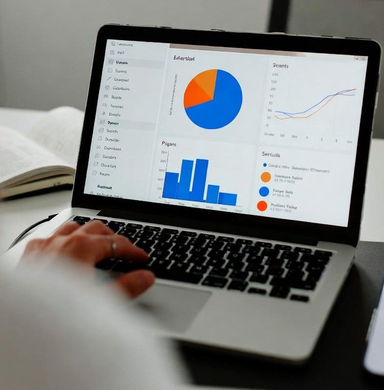 analyzing SEO data on a laptop